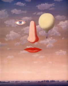 The Beautiful Relations by Rene Magritte. Seeing facial elements among the clouds