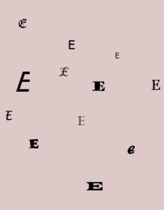 Figure 9.5 Many Es with various details. Recognition by features, not exact shape
